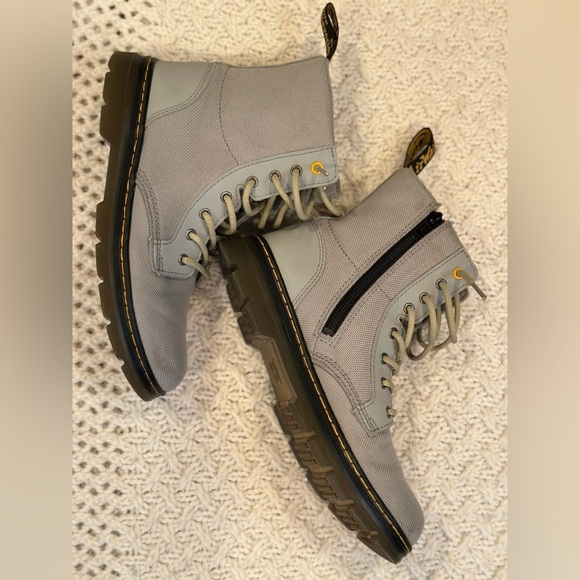 DR MARTENS KIDS UNISEX MENS 4 Ladies 5 Gray High-Top Boots - Picture 3 of 11